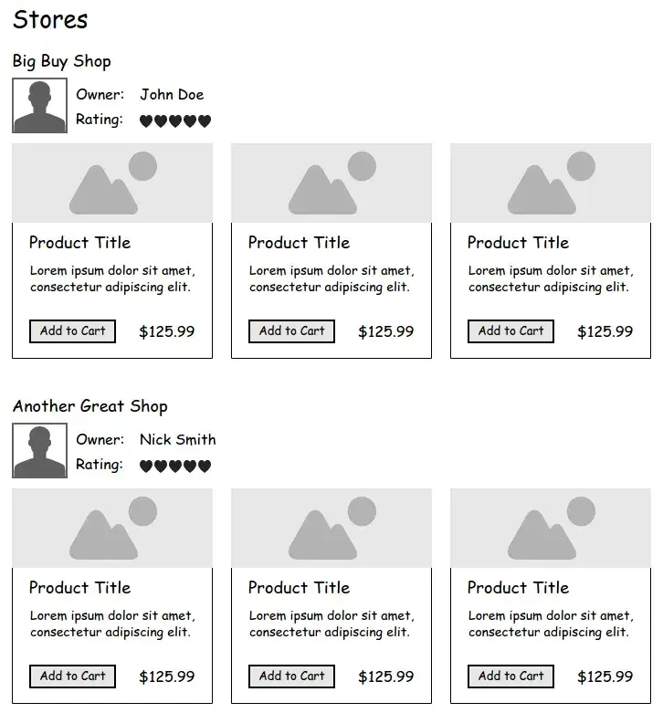 Store List Mockup
